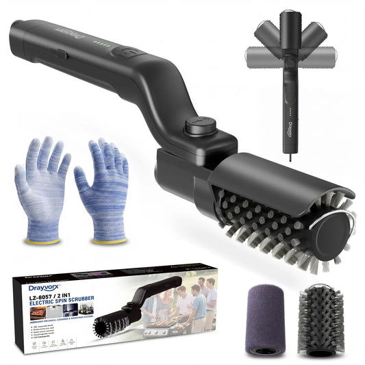 BBQ Grill Cleaner with 2 Heads, 3-Speed & Angle Adjust