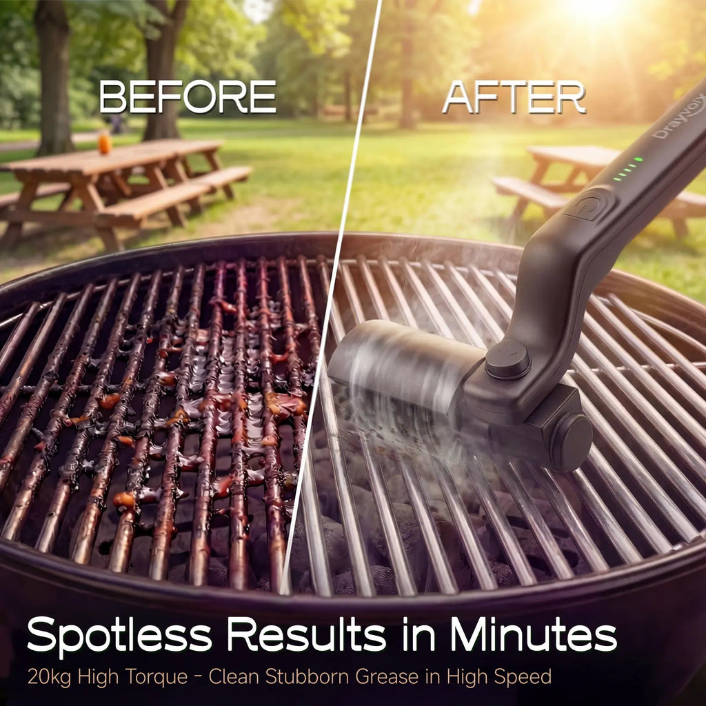 BBQ Grill Cleaner with 2 Heads, 3-Speed & Angle Adjust