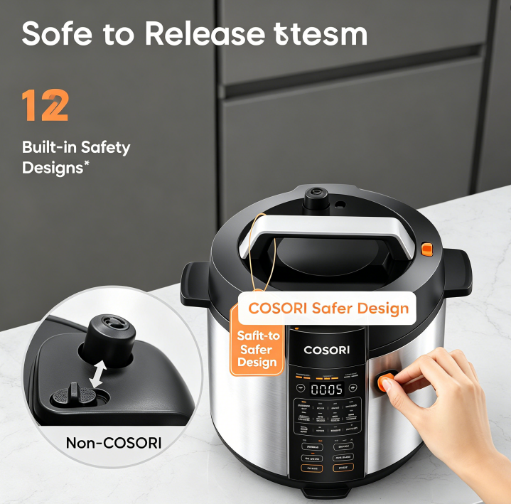 Stainless steel pressure cooker, 9-in-1 multi-functional cooking pot