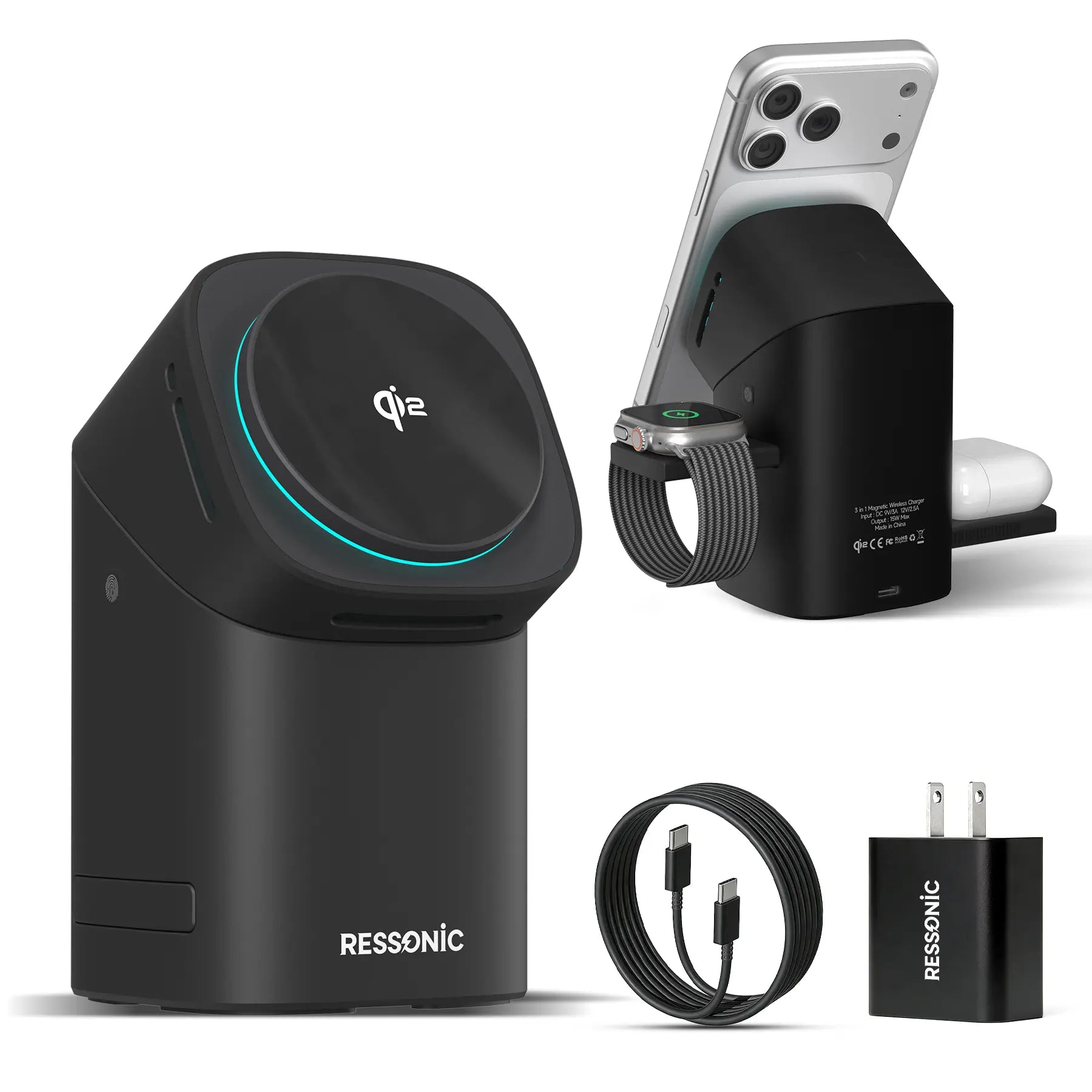 3 in 1 for Apple & Samsung Wireless Charger -Magnetic type