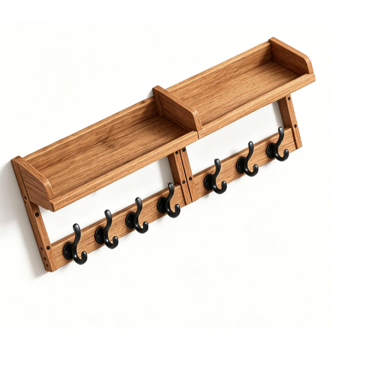 29-inch 4-in-1 wall-mounted coat rack and key holder with 11 hooks